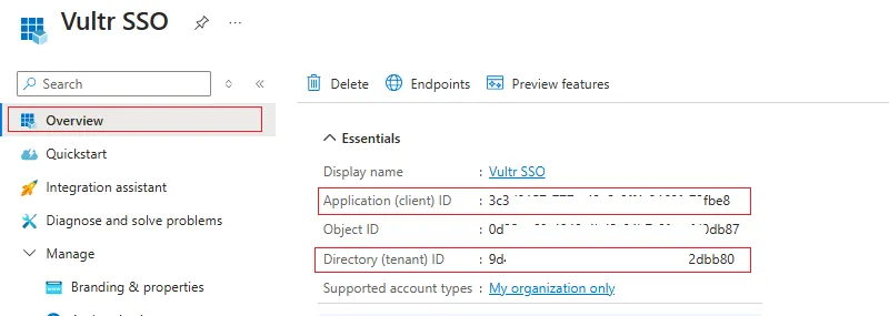 Azure Client and Directory IDs