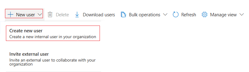 Azure Users Menu