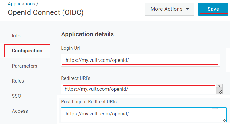 OpenId Configuration Details