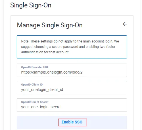 Single Sign-on Setup
