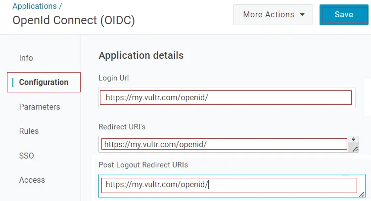 OpenId Configuration Details