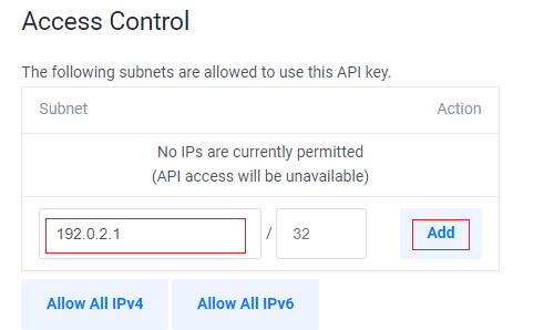 Define Access Control IPs