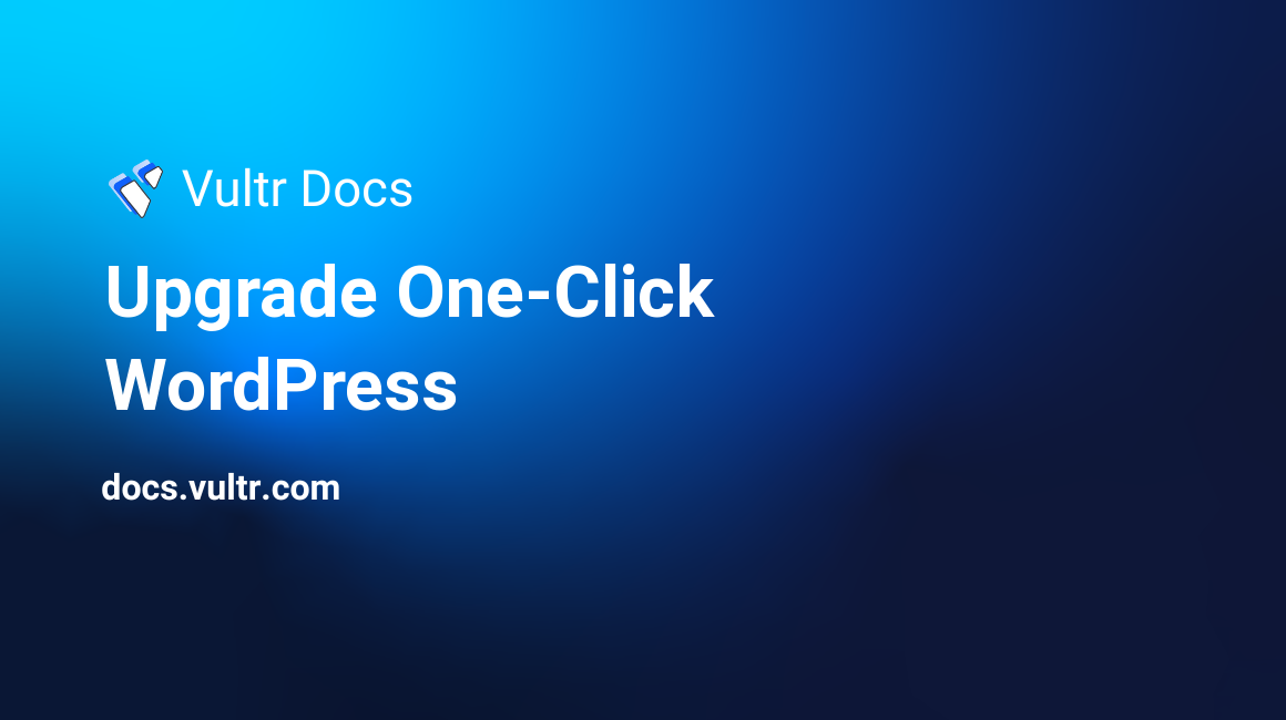 Upgrade One-Click WordPress header image