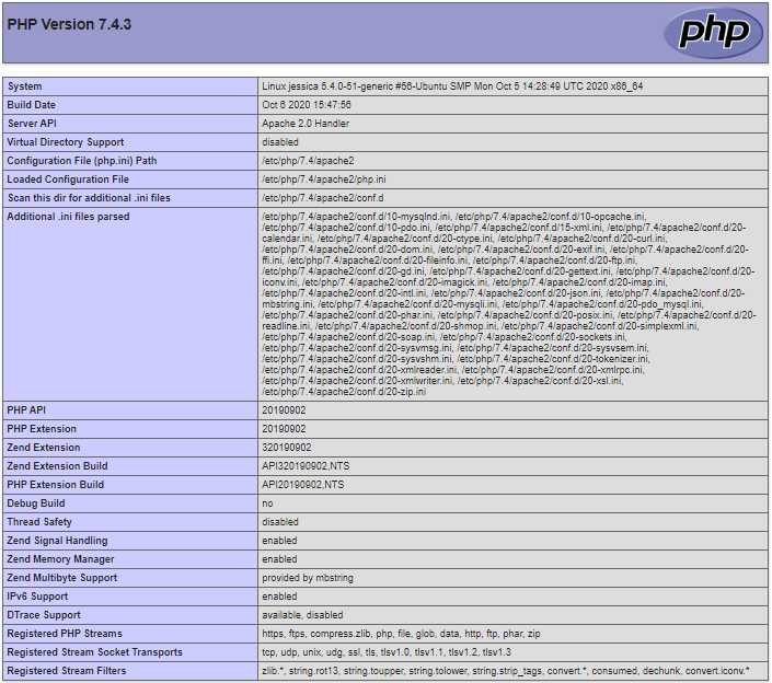 PHP Information Page