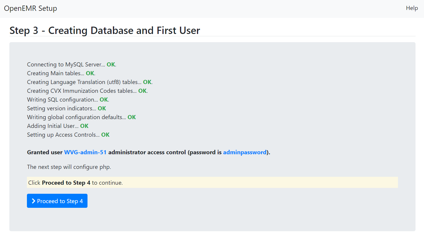 Step 3 - Creating Database and First User