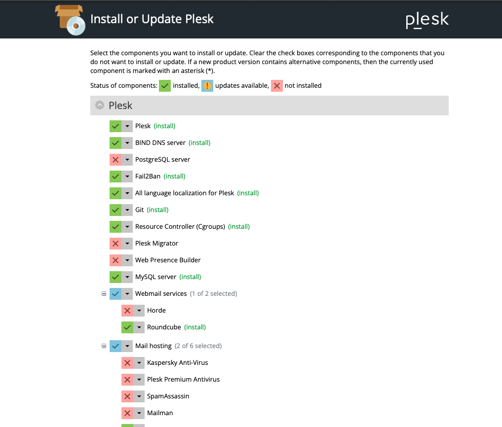 Plesk components
