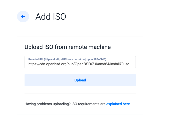 Upload ISO