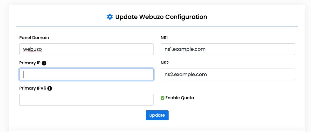 Update the Webuzo Configuration