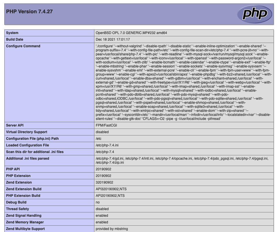 Lighttpd PHP Info