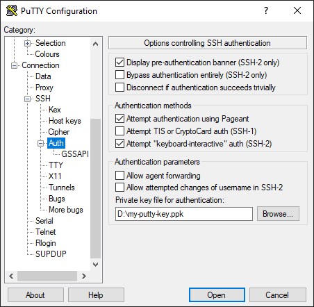 Connect to the Server with PuTTY Using SSH Key