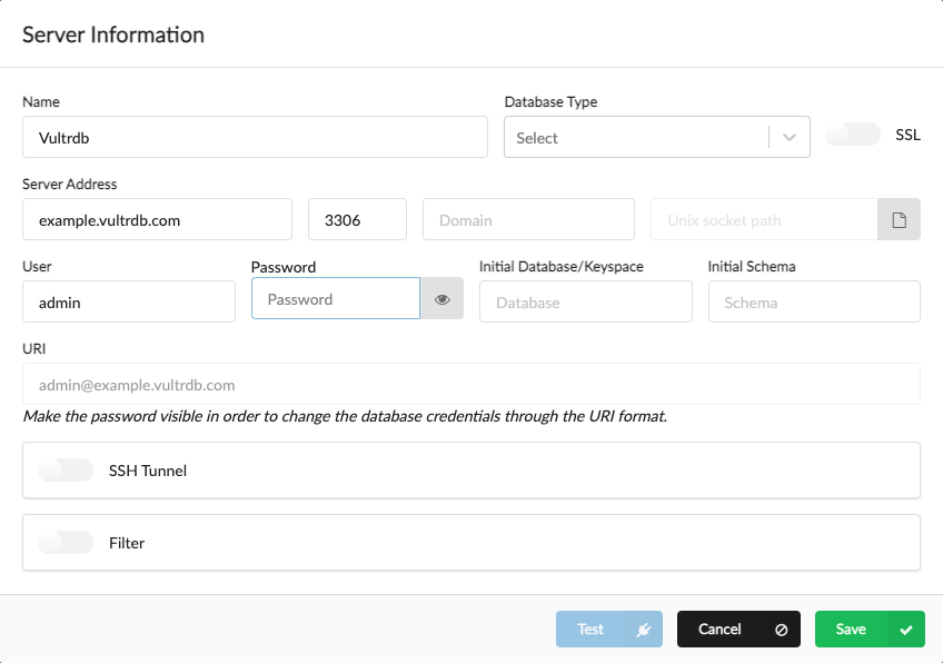 Connect Vultr Managed Database for MySQL using Sqlectron