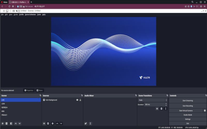 OneClick Vultr Broadcaster OBS Studio.
