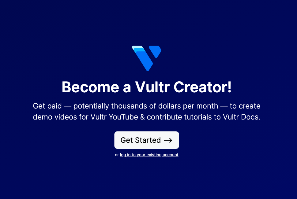 Vultr Creator Dashboard