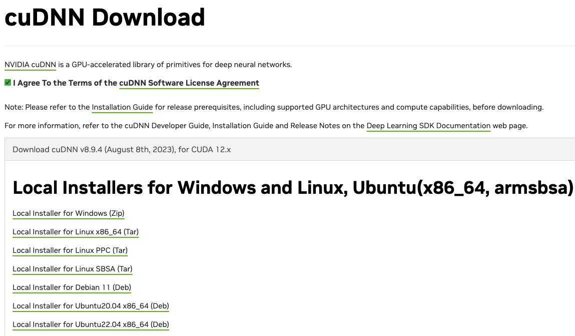 Download a cuDNN release file
