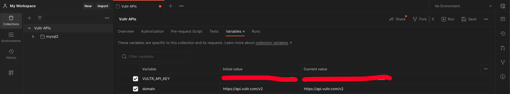 Add env variables for collection