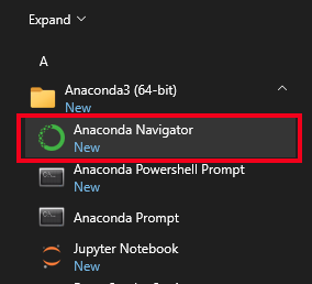 Start Anaconda from the Windows Start Menu
