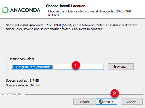 Set the Anaconda installation directory