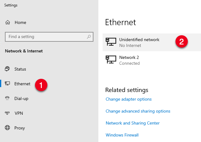 Windows Ethernet Network Settings
