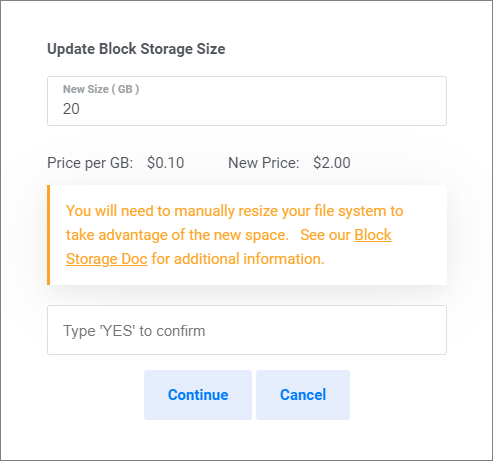 Upgrade Block Storage