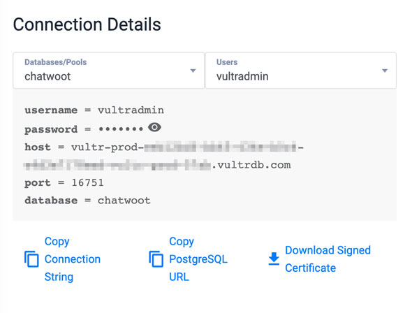 PostgreSQL Connection Details