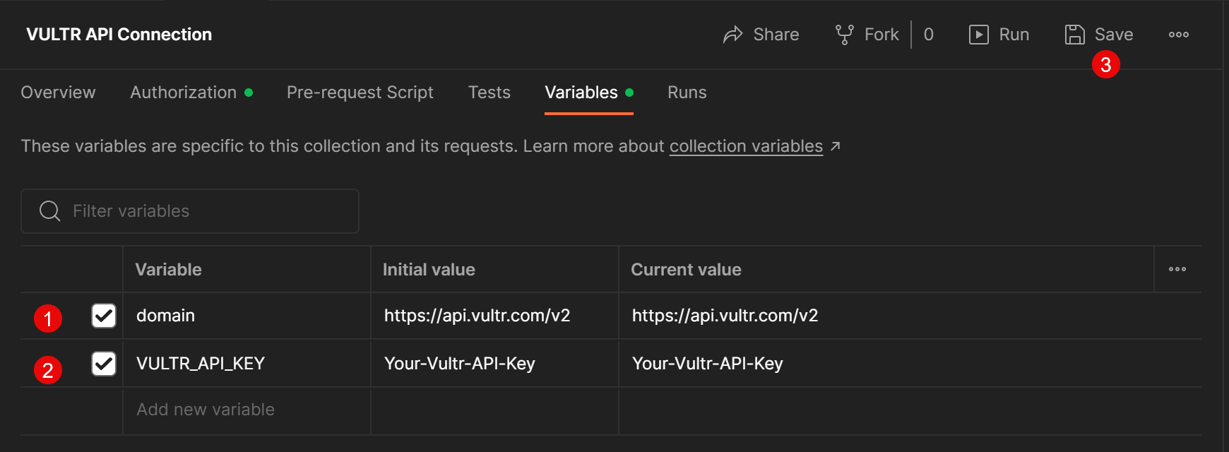 Set Up New Collection Variables