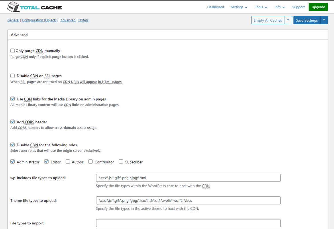 W3 Total Cache Advanced CDN Options