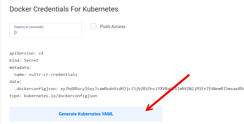 Generate new Kubernetes YAML Secret Registry Configurations