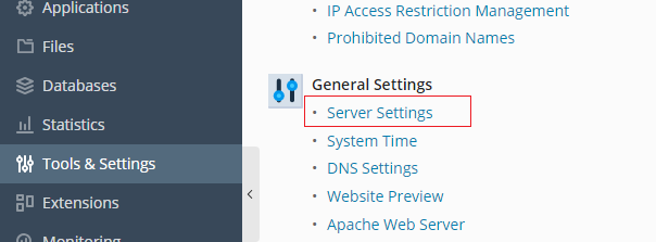 Server settings