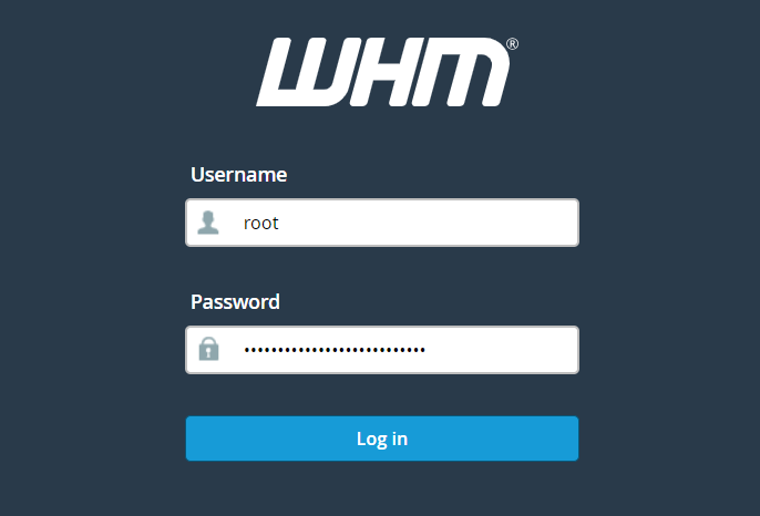 Log in to the WHM service