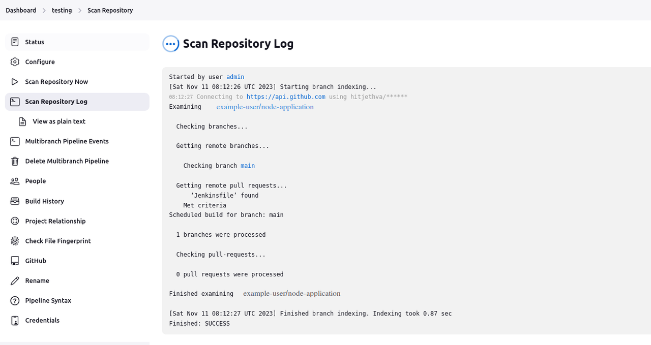 Jenkins Scan Repository Log